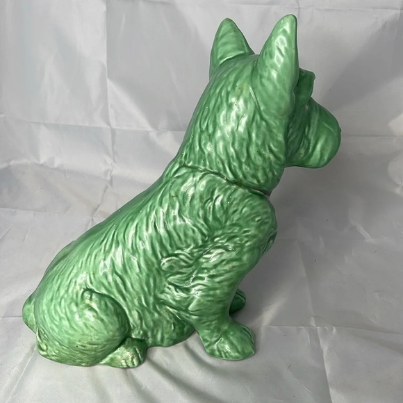 VINTAGE Sylvac Green Terrier Sitting Dog Figurine Made in England * Damaged  * - Picture 7 of 16